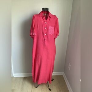 Women's watermelon Maxi casual Dress Italian linen